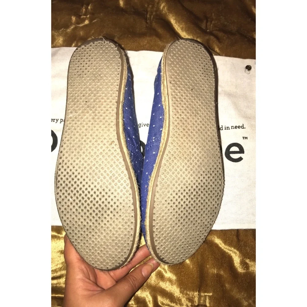 Tom’s Polka Dot Alpargata Flat Espadrille, Size 8 M